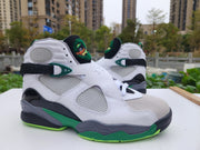 Jordan 8 High-Top Sneakers in Green, White and Grey