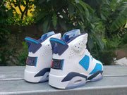 Jordan 6 High-Top Sneakers in White, Blue and Navy