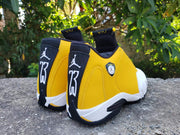 Jordan Air Jordan 14 Yellow and White High-Top Sneakers