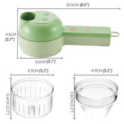 4-in-1 Electric Food Chopper & Vegetable Slicer Set – Handheld Garlic Mincer with Peeler & Cleaning Brush