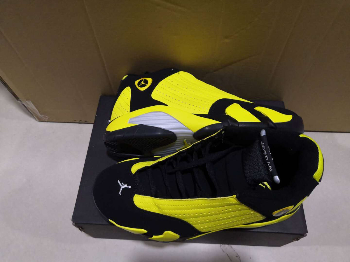 Jordan 14 Retro Black and Yellow High-Top Sneakers