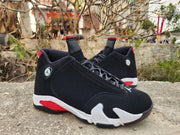 Jordan 14 Black, White and Red Basketball Sneakers