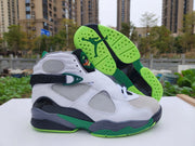 Jordan 8 High-Top Sneakers in Green, White and Grey