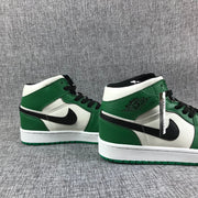 Jordan 1 Mid White Green Black Sneakers 852542-301