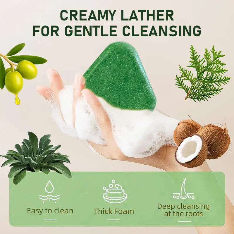 Nature Seven Green Shampoo Bar – Hair Growth & Gray Hair Reversal with Ginseng & Rosemary