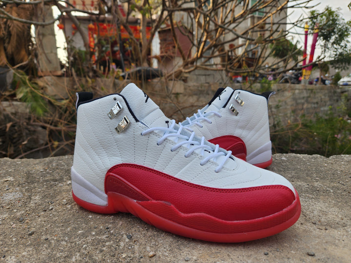 Jordan Air Jordan 12 White and Red High-Top Sneakers