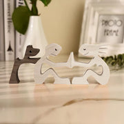 Handcrafted Wood Pet & Child Sculpture – Personalized Dog Cat Figurine Home Decor Gift