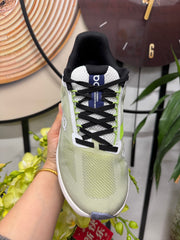 On Cloudsurfer Running Shoes in Lime Green and White