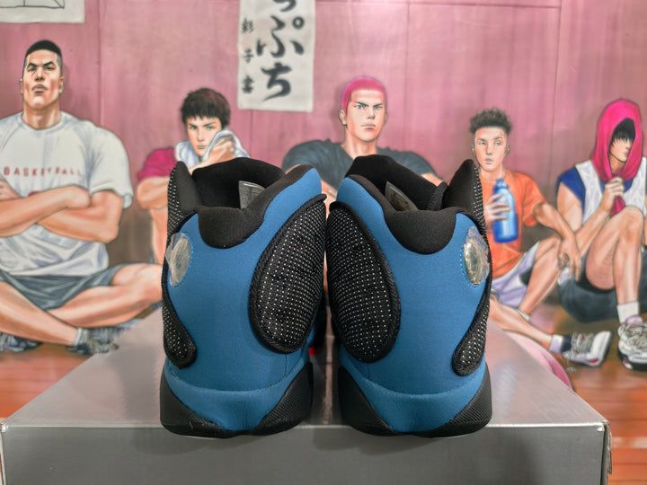 Jordan 13 Retro Black and Blue Basketball Sneakers