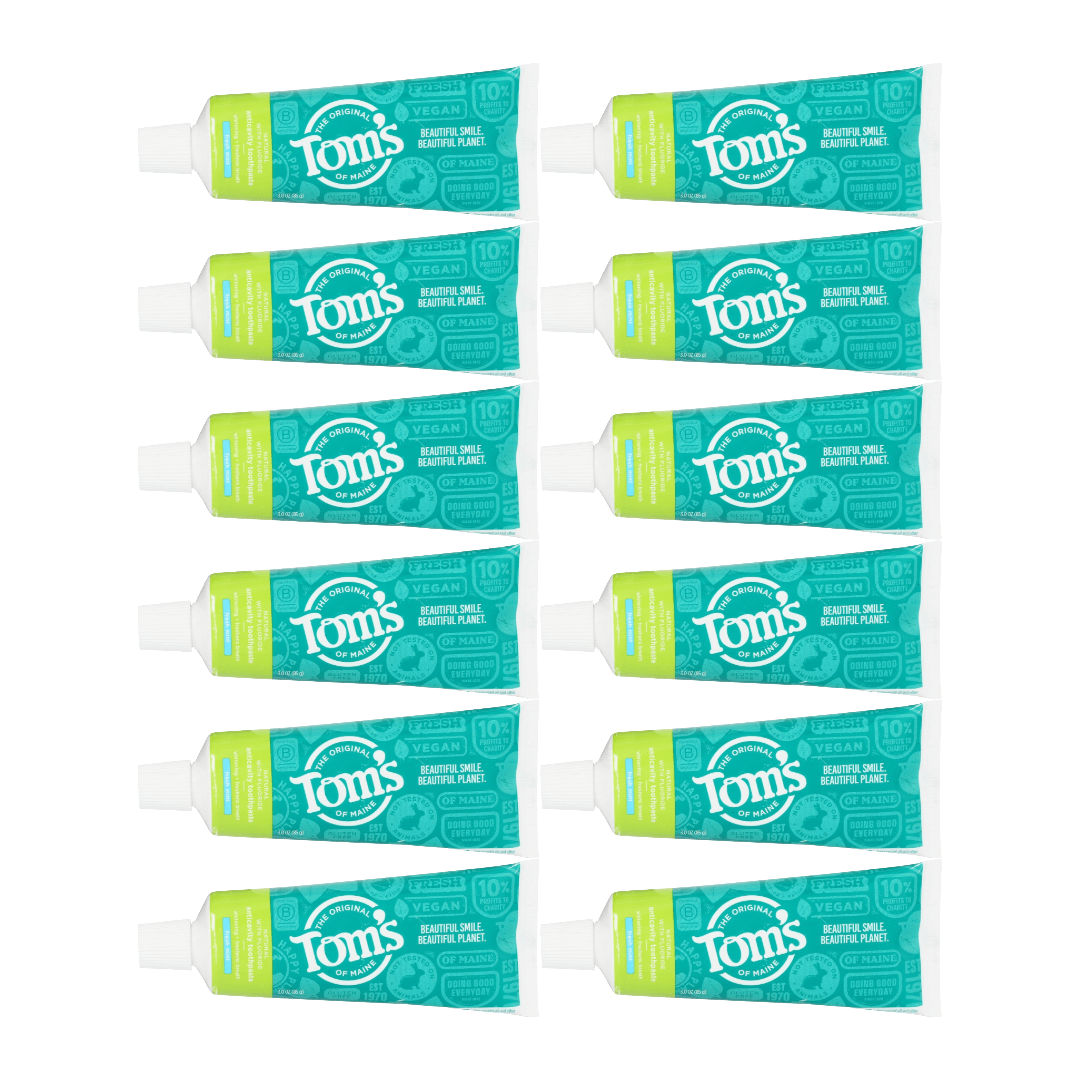 Tom's of Maine Fluoride Fresh Mint Toothpaste, Travel Size 3 Oz (Pack of 12)