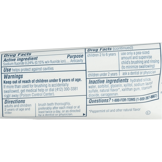 Tom's of Maine Fluoride Fresh Mint Toothpaste, Travel Size 3 Oz (Pack of 12)
