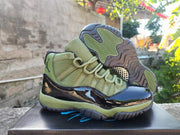 Jordan 11 Retro High Sneakers in Black and Olive Green
