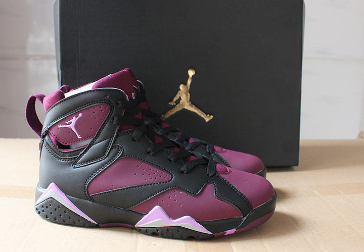 Air Jordan 7 Mulberry Black and Burgundy High-Top Sneakers