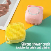 🛁 Pet Silicone Bath & Massage Brush — 2-in-1 Shampoo Dispenser