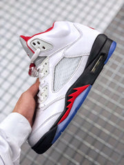 Air Jordan 5 Fire Red White Black Red Sneakers