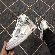 Air Jordan 1 High Grey White Off-White Style Sneakers