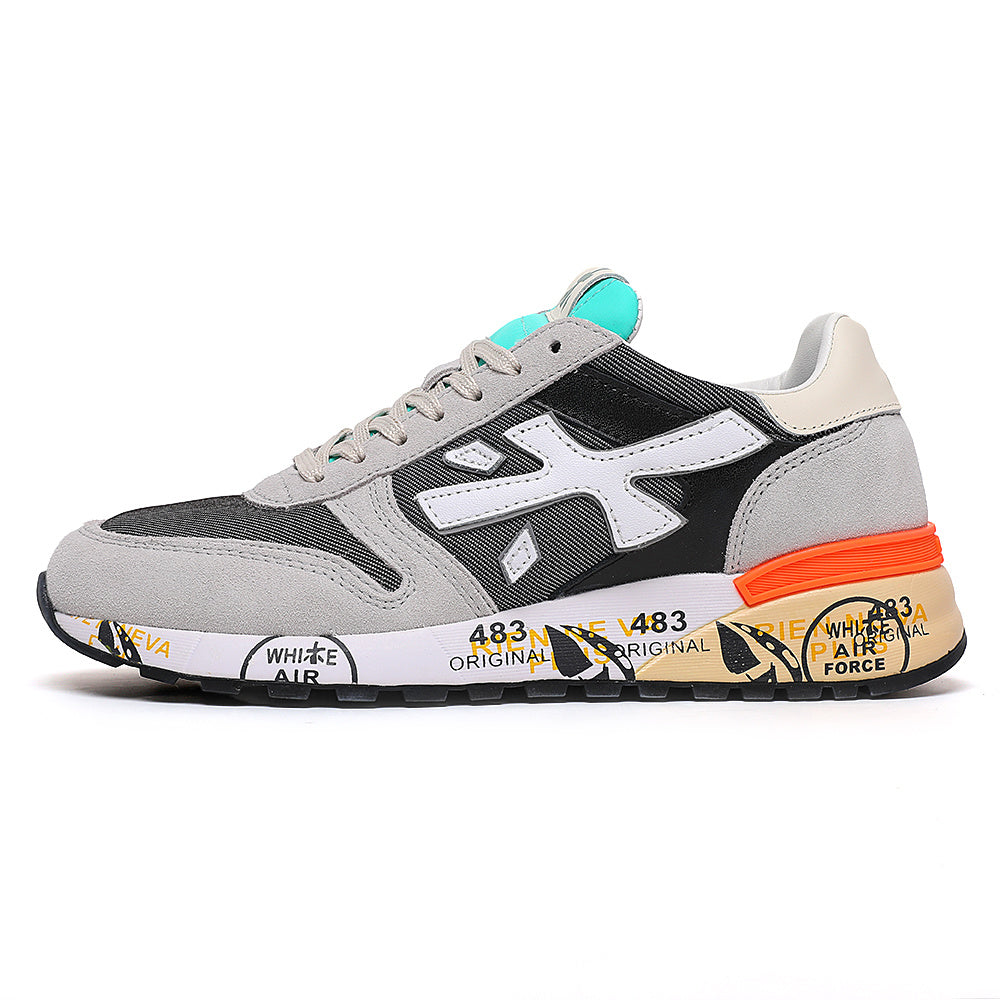 Premiata Lander Sneakers in Gray, Black and White