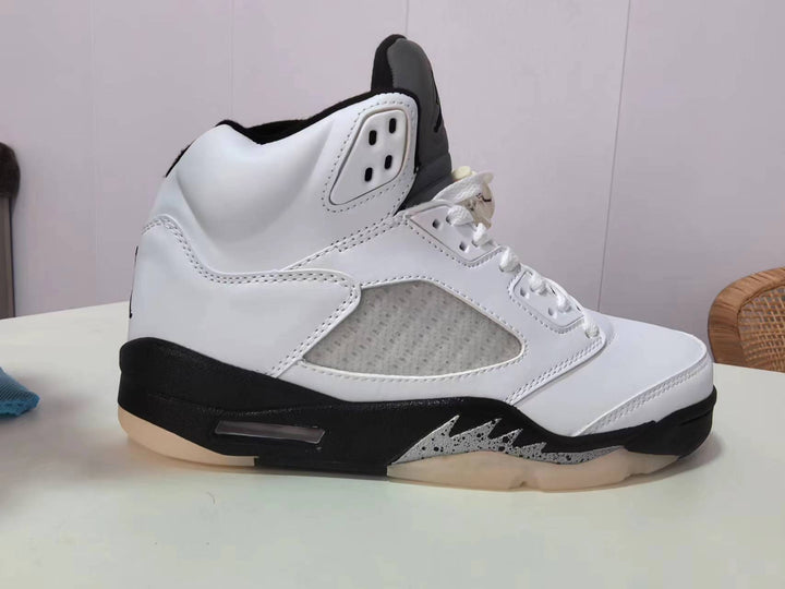 Jordan 5 White and Black High-Top Sneakers