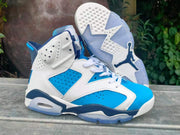 Jordan 6 High-Top Sneakers in White, Blue and Navy