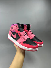 Jordan 1 Mid Pink and Black High-Top Sneakers