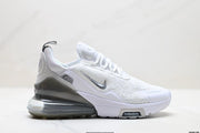 Nike Air Max 270 White and Metallic Silver Sneakers