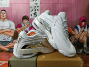 White and Silver Low-Top Sneakers
