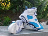 Jordan 6 High-Top Sneakers in White, Blue and Navy