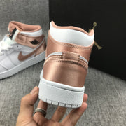 Air Jordan 1 Mid Rose Gold White Sneakers 555112-190
