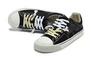 Black Low-Top Sneakers with Contrast Laces and White Sole