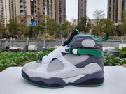 Jordan 8 High-Top Sneakers in Green, White and Grey