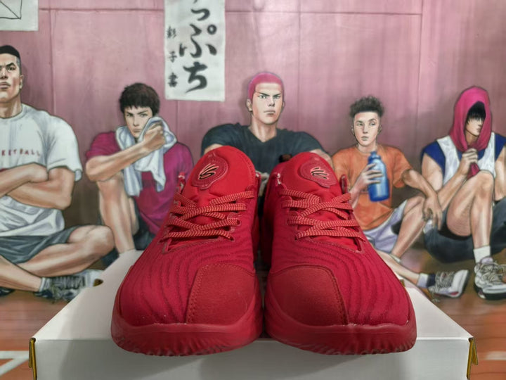 Red Basketball Sneakers with Translucent Accent Sole