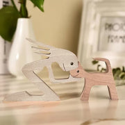 Handcrafted Wood Pet & Child Sculpture – Personalized Dog Cat Figurine Home Decor Gift