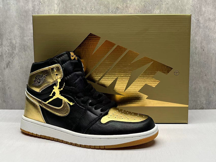 Jordan 1 High Black and Gold Sneakers
