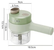 4-in-1 Electric Food Chopper & Vegetable Slicer Set – Handheld Garlic Mincer with Peeler & Cleaning Brush