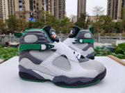 Jordan 8 High-Top Sneakers in Green, White and Grey