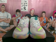 Adidas White and Blue Basketball Sneakers with Multicolor Accents