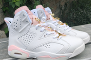 Jordan 6 High-Top Sneakers in White and Pink