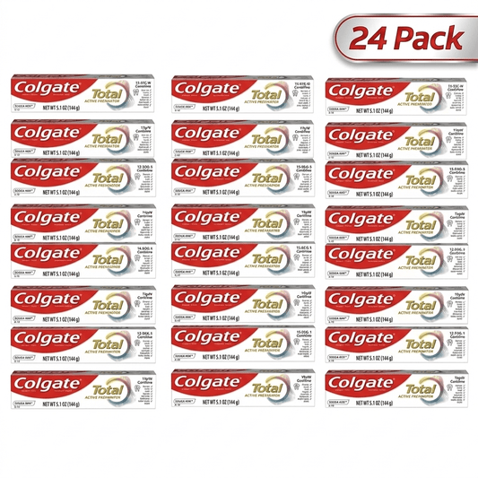 Colgate Total Active Prevention Clean Mint Toothpaste 5.1oz 24Pack.