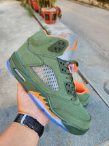 Air Jordan 5 High-Top Sneakers Green and Orange