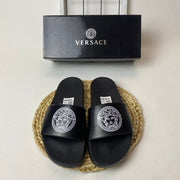 Versace Medusa Slide Sandals with Greek Key Detail