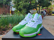 Jordan 11 White and Apple Green High-Top Sneakers