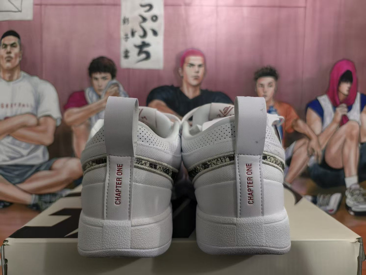Nike White Low-Top Sneakers with Patterned Swoosh