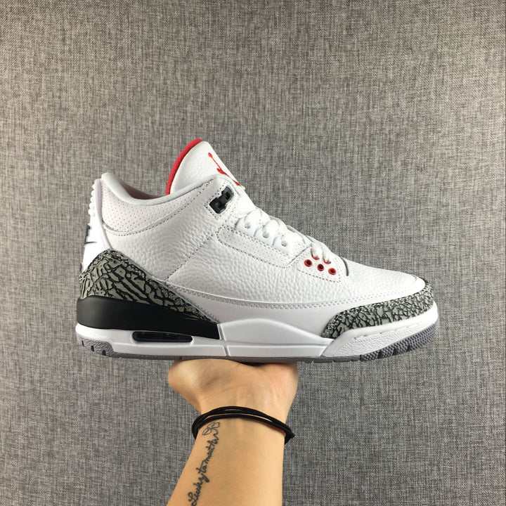 Jordan 3 White Cement Sneakers in White and Grey