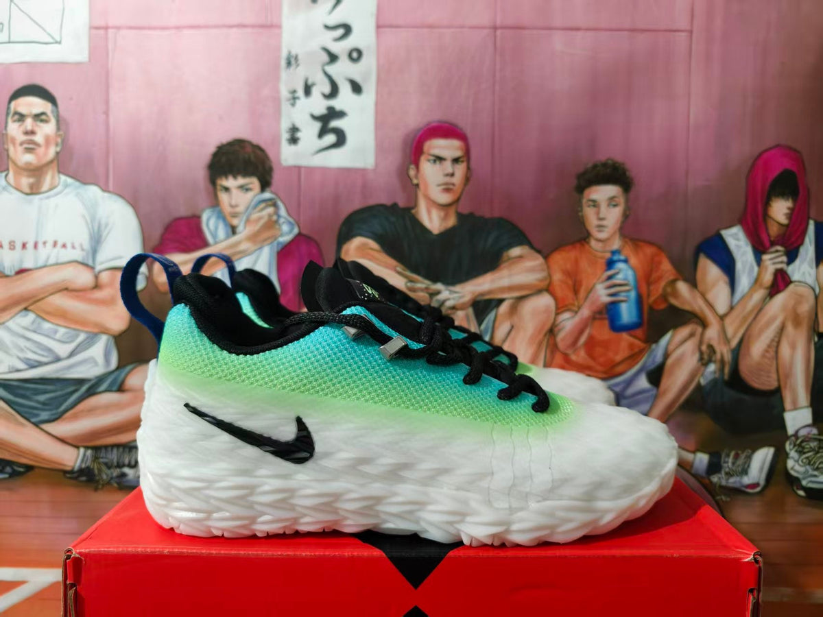 Nike Basketball Shoes in White, Green, and Blue