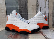 Jordan 13 White and Orange Men's High-Top Sneakers