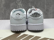 Jordan 1 Low White Sneaker with Swoosh Detail