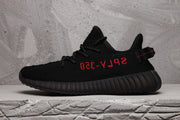 Yeezy 350 V2 Black Sneakers with Red Detail