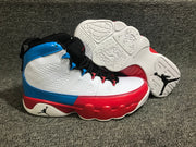Jordan 9 Retro White, Red and Blue High-Top Sneakers