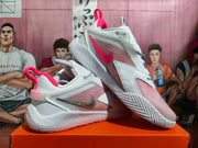 Nike White and Pink Basketball Shoes