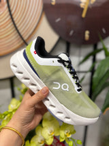 On Cloudsurfer Running Shoes in Lime Green and White